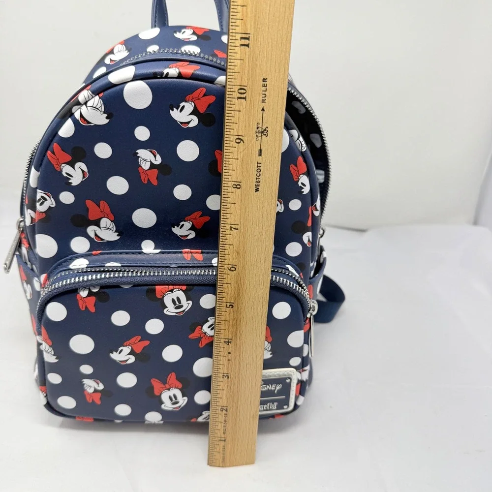 Disney Loungefly Minnie Mouse Polka Dot Navy Blue Mini Backpack Bag